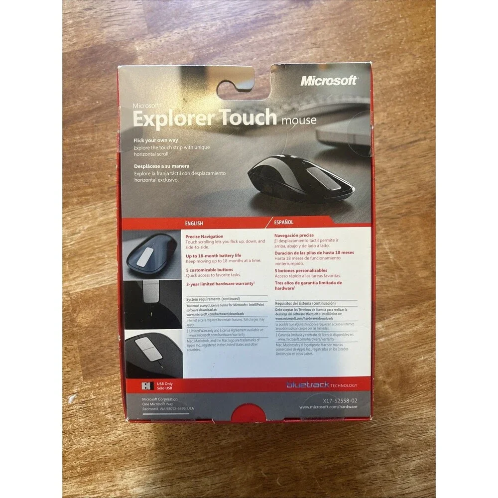 NEW Microsoft Explorer Touch Mouse Model 1490 USB Wireless Black 2011